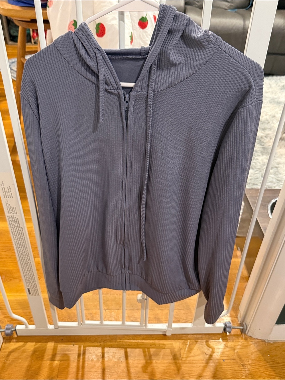 Women’s Ribbed Zip Hoodie Sweater - Slate Gray